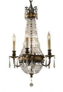 Paris 4 Arm Antique Bronze Crystal Chandelier